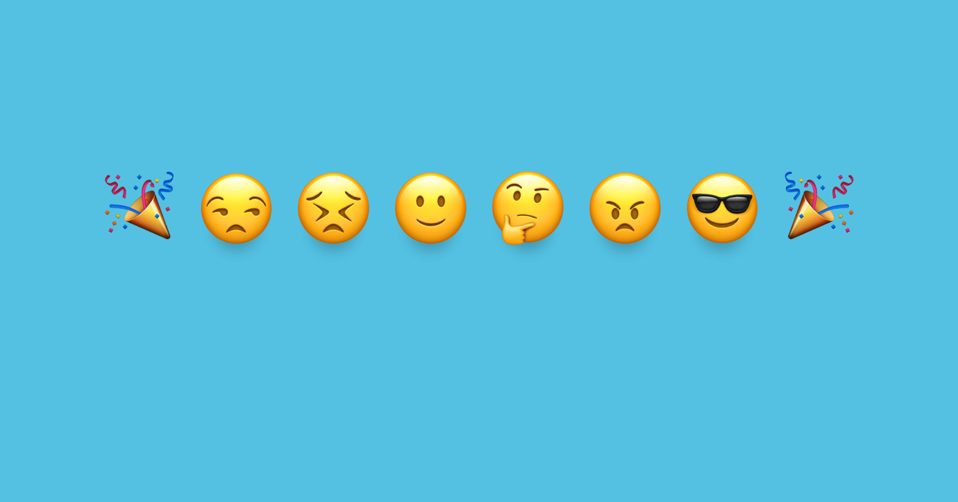 various emojis on top of a blue background