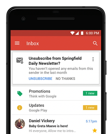 Phone with Gmail Unsubscribe